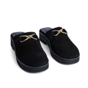 By Far Walker Black Suede Mules Size 38/8